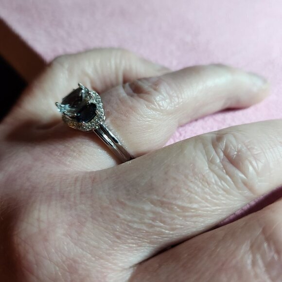 Aquamarine London Blue Topaz Zircon Silver Ring - Picture 6 of 11